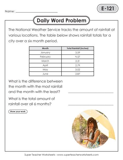 Daily Word Problems  E-121 through E-125