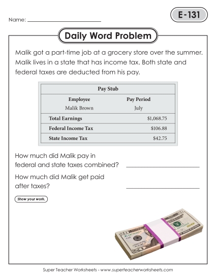 Daily Word Problems E-131 through E-135 Daily Word Problems E-131 through E-135