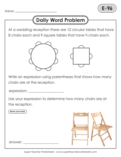Daily Word Problems E-96 through E-100 Daily Word Problems E-96 through E-100