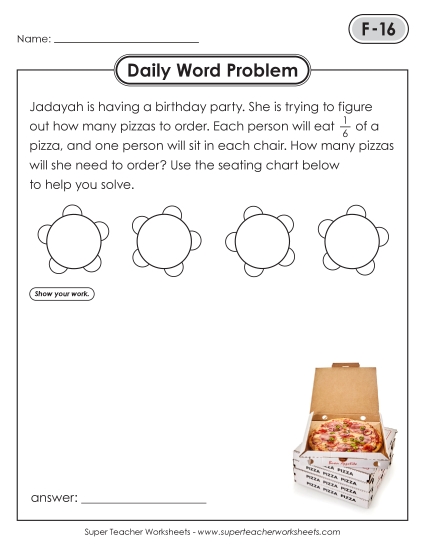 Daily Word Problems<BR>F-16 through F-20 (Printable PDF Worksheet)
