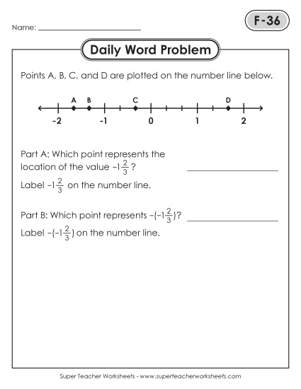 Daily Word Problems<BR>F-36 through F-40 (Printable PDF Worksheet)