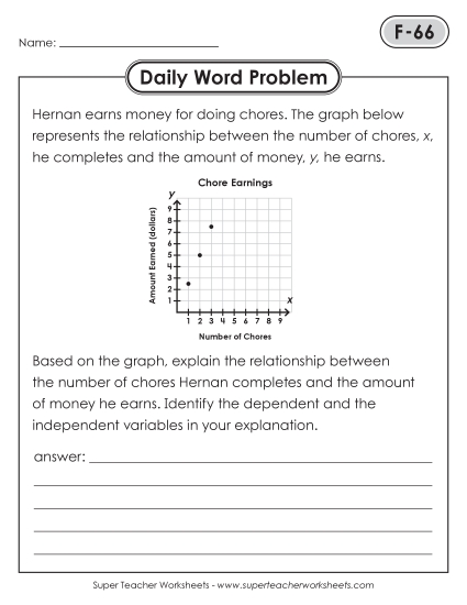 Daily Word Problems<BR>F-66 through F-70 (Printable PDF Worksheet)