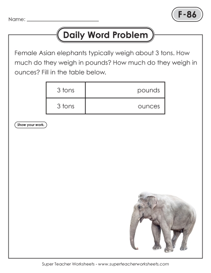 Daily Word Problems<BR>F-86 through F-90 (Printable PDF Worksheet)