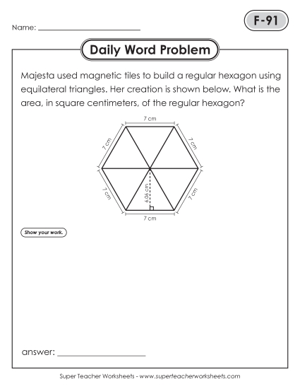 Daily Word Problems<BR>F-91 through F-95 (Printable PDF Worksheet)