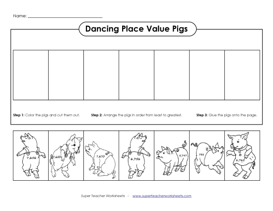 Ordering Numbers - Dancing Pigs (4-Digit) 