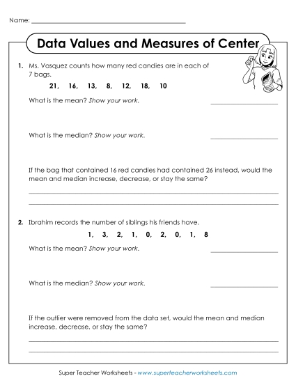 Measures of Center Only - Data Values and Measures of Center