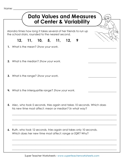 Measures of Center & Variability (Mixed) - Data Values and Measures of Center & Variability