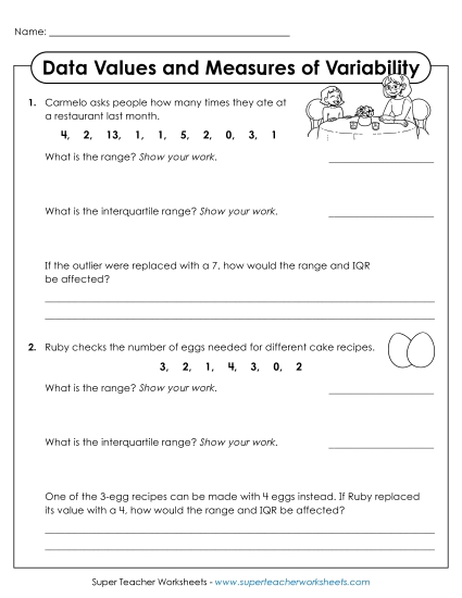 Measures of Variability Only - Data Values and Measures of Variability