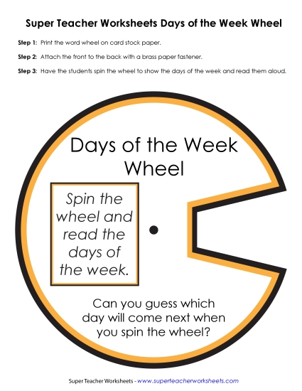 Calendars (Basic) - Days of the Week Word Wheel Calendars (Basic) - Days of the Week Word Wheel