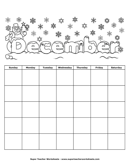 Calendars - December Calendar (Winter Version) Calendars - December Calendar (Winter Version)