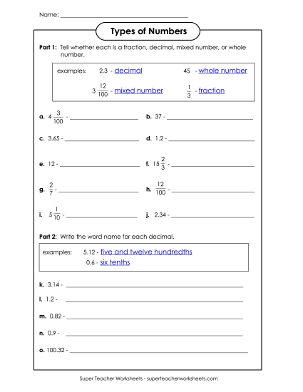 Tenths & Hundredths Mixed - Decimal, Fraction, or Mixed Number