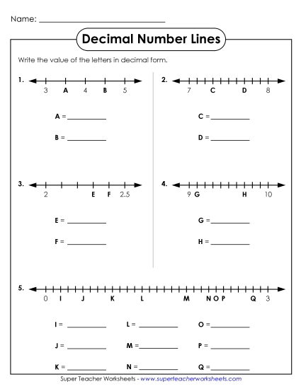 Fractions and Decimal Number Lines - Decimal Number Line Fractions and Decimal Number Lines - Decimal Number Line