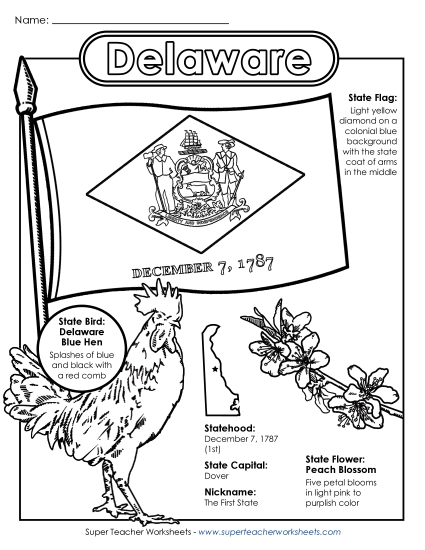 Symbols - Delaware State Symbols Coloring Page