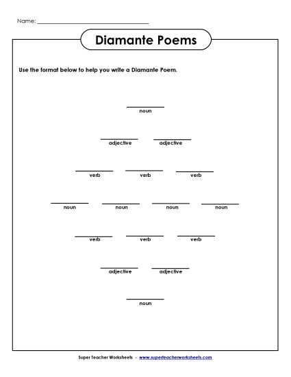 Diamante Poems - Diamante Poem Format Diamante Poems - Diamante Poem Format