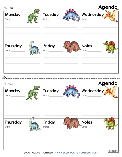 Teacher Helpers - Dinosaur Homework Agenda Teacher Helpers - Dinosaur Homework Agenda