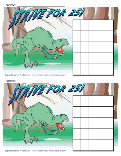 Small Charts - Dinosaur: Strive for 25 Chart Small Charts - Dinosaur: Strive for 25 Chart
