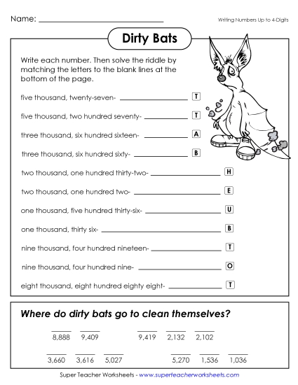 Place Value - Dirty Bats (4-Digit Place Value) Place Value - Dirty Bats (4-Digit Place Value)