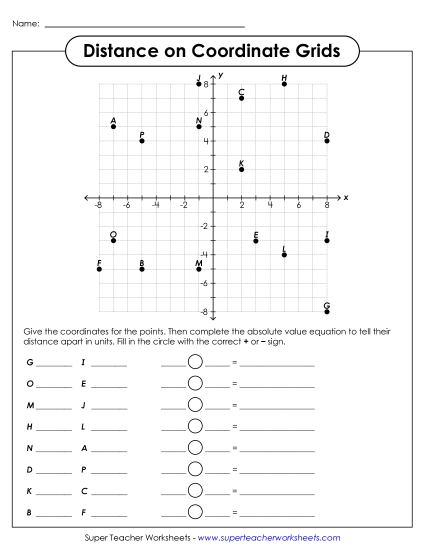 Advanced (Positive & Negative) - Distance on Coordinate Grid Practice