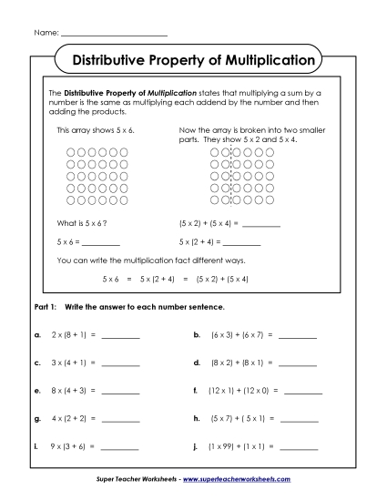 Properties of Multiplication - Distributive Property (Intermediate #2) Properties of Multiplication - Distributive Property (Intermediate #2)
