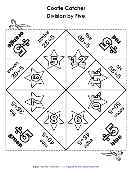 Division Basic Facts - Divide by FIVE