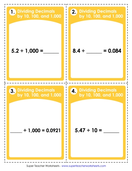 Dividing Decimals by 10, 100, and 1,000 Dividing Decimals by 10, 100, and 1,000