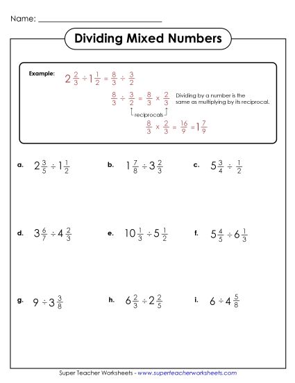 Worksheet Images - Dividing Mixed Numbers Worksheet Images - Dividing Mixed Numbers