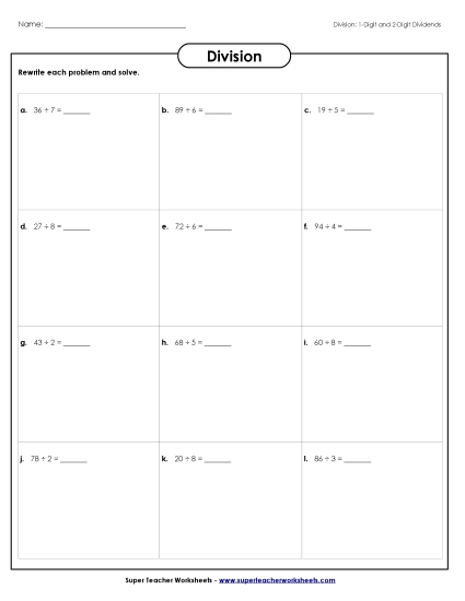 2-Digit Dividends (Remainders) - Division Boxes Activity: 2-Digit Dividends 2-Digit Dividends (Remainders) - Division Boxes Activity: 2-Digit Dividends
