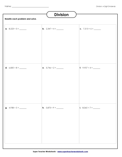 4-Digit Dividends - Division Boxes Activity: 4-Digit Dividends 4-Digit Dividends - Division Boxes Activity: 4-Digit Dividends