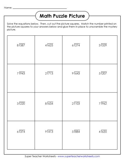 Earth Day Math - Division Puzzle: Earth Day Earth Day Math - Division Puzzle: Earth Day