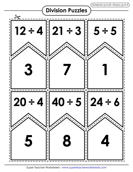 Games - Division Puzzles: Dividends up to 81, Divisors up to 9 Games - Division Puzzles: Dividends up to 81, Divisors up to 9