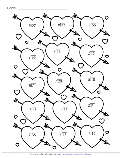 Valentine Division - Division: Valentine Math Picture