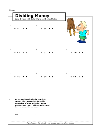 3-Digit Dividends - Division with Money 3-Digit Dividends - Division with Money