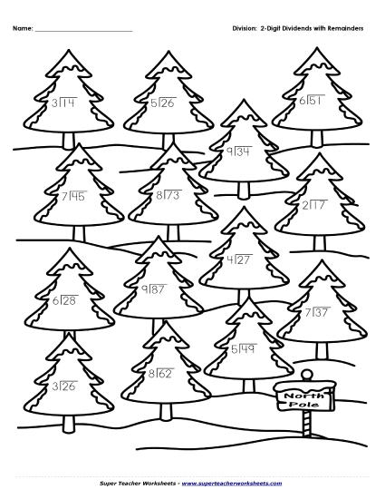 Christmas Division Worksheets - Division with Remainders : Christmas Trees Christmas Division Worksheets - Division with Remainders : Christmas Trees