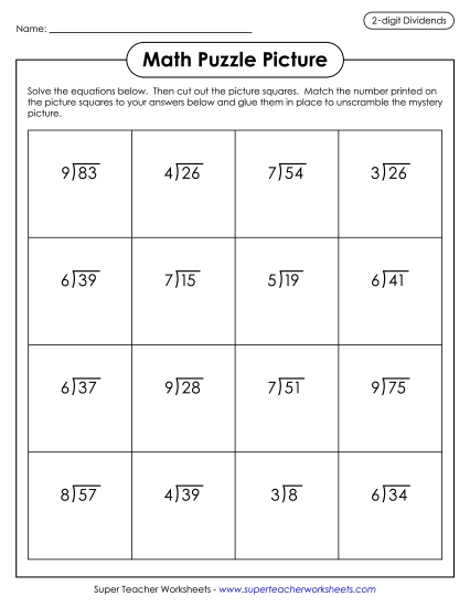 Christmas Division Worksheets - Division with Remainders: Match Puzzle Picture (Reindeer) Christmas Division Worksheets - Division with Remainders: Match Puzzle Picture (Reindeer)