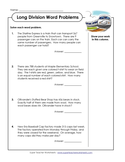 3-Digit Dividends - Division Word Problems with 3-Digit Dividends
