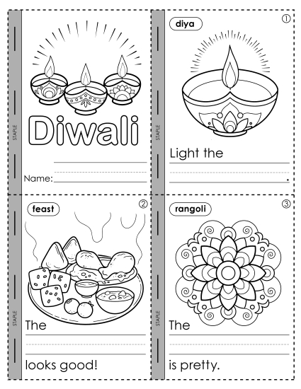 Vocabulary - Diwali Mini Book (Printable PDF Worksheet)