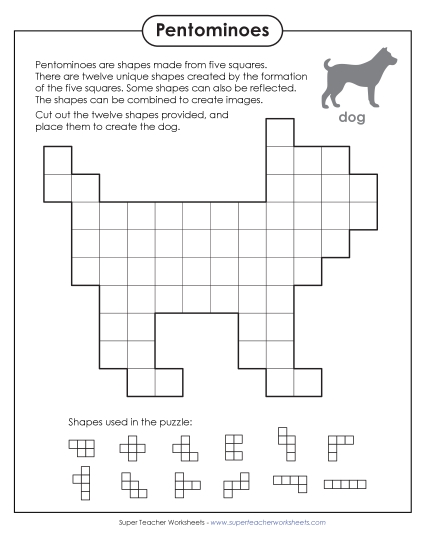 Dog Pentomino Puzzle (Printable PDF Worksheet)