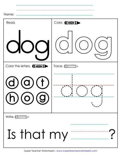 Individual Sight Words - Dog (Sight Word) Worksheet 1 (Printable PDF Worksheet)