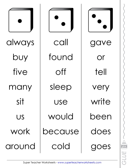 Level 2 - Dolch Dice Fluency Game: Level 2 Level 2 - Dolch Dice Fluency Game: Level 2