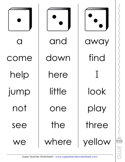 Pre-Primer - Dolch Dice Fluency Game: Pre-Primer Level