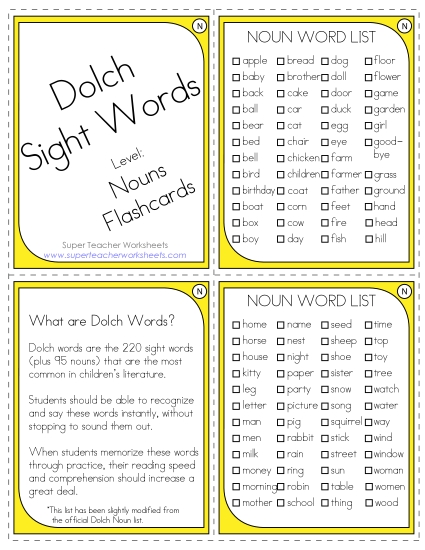 Nouns - Dolch Flashcards - Nouns Nouns - Dolch Flashcards - Nouns