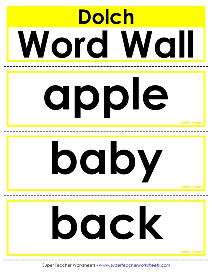 Dolch Sight Words - Dolch: Nouns