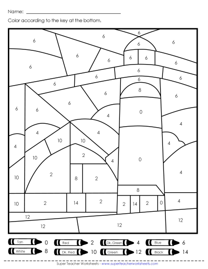 Color by Number - Double Color-by-Number: Farm or Lighthouse
