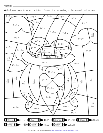 St. Pat's Multiplication - Double Mystery Picture: Basic Multiplication Pot of Gold & Leprechaun St. Pat's Multiplication - Double Mystery Picture: Basic Multiplication Pot of Gold & Leprechaun