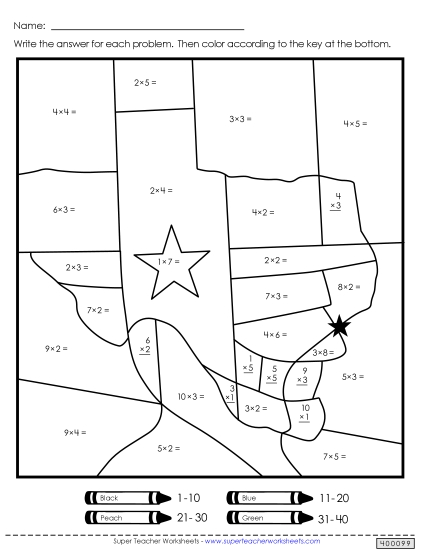 Math Worksheets - Double Mystery Picture (Multiplication)