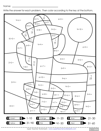 Math Puzzles - Double Mystery Picture (Multiplication)
