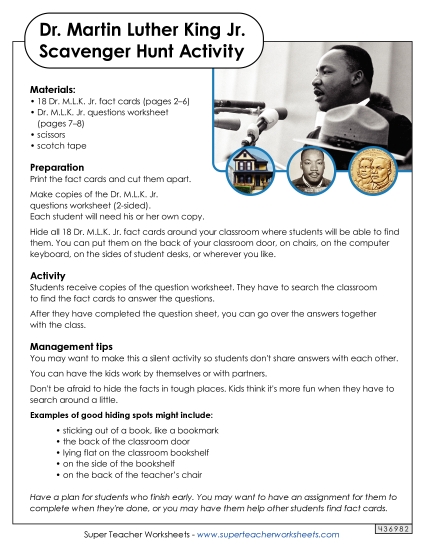 Scavenger Hunt - Dr. Martin Luther King Jr. Scavenger Hunt
