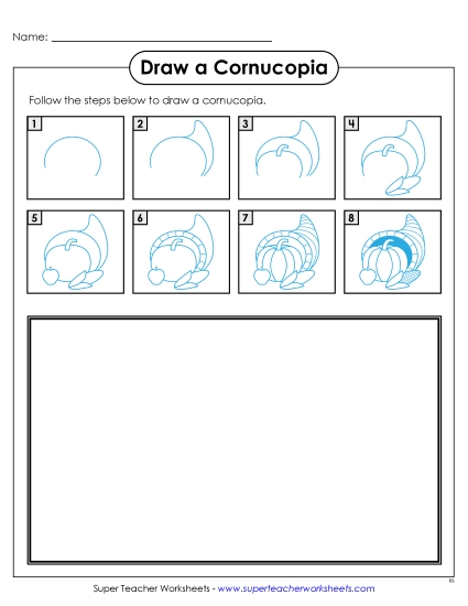 Thanksgiving - Draw a Cornucopia  (Printable PDF Worksheet)