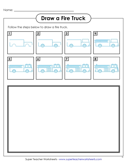 Community Helpers - Draw a Fire Truck