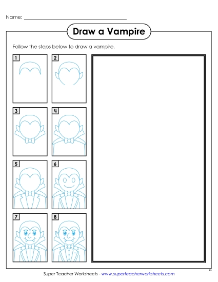 Halloween - Draw a Vampire (Printable PDF Worksheet)